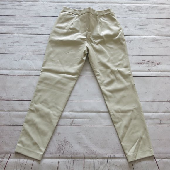 Zara Basic Beige Faux Leather Slim Skinny Pants - Size Small - Picture 2 of 6